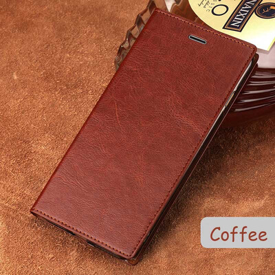 

Genuine Leather flip Case For Samsung S6 S7 S8 Plus Note 8 Oil Wax Leather Suction cup phone cover