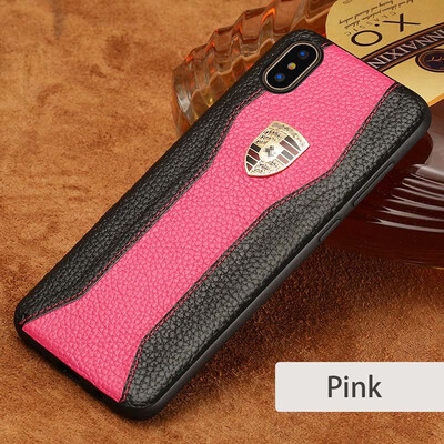 

LANGSIDI натуральный кожаный чехол для iPhone X Высокое качество Litchi Texture Car Logo Back Cover