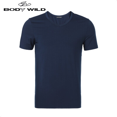 

BODY WILD Buddy Weide 1 piece mens T-shirt Modal short-sleeved V-neck bottoming shirt ZBN12FL1 Tibetan blue 175