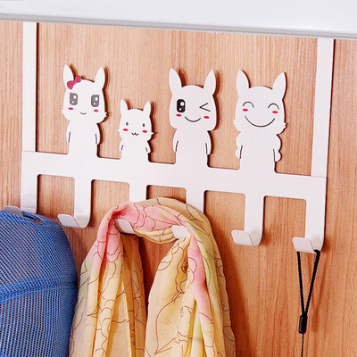

Yuhuaze door behind the nail-free hook 6 hook hanger coat rack bathroom accessories storage rack set of 2 black white