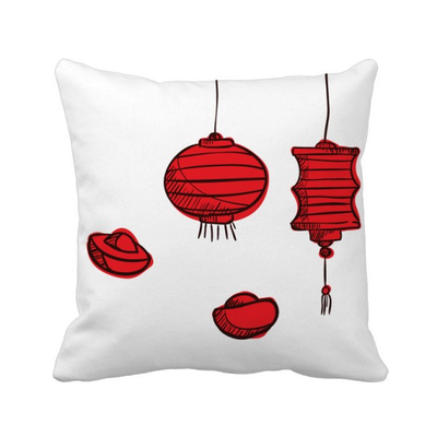 

Red Lanterns Chinese Year of the Rooster Square Throw Pillow Insert Cushion Cover Home Sofa Decor Gift