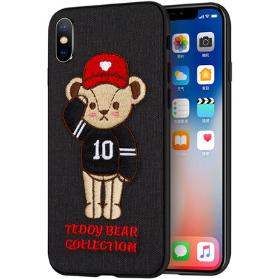 

Teddy Collection Apple iPhoneX Mobile Shell Apple 10 Cover Creative 3D Three-dimensional Embroidery All-inclusive Silicone Soft shell No 10 Baseball Player