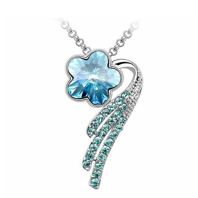 

Fashion Flower Necklace For Women Austrian Crystal Trendy Jewelry Necklaces Pendants White Gold Plated 1071