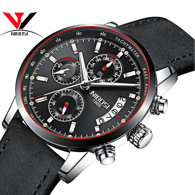 

NIBOSI Quartz Wrist Watch Men Top Brand Luxury Watch Fashion Men Sport Watch Leather Band Chronograph Stainless Steel Relogios
