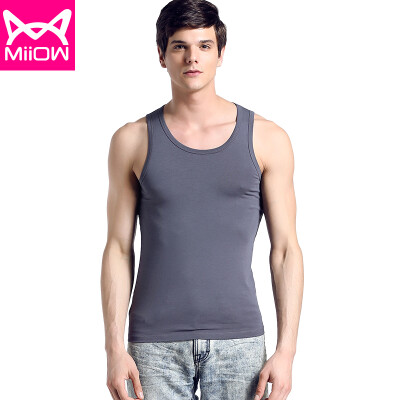 

Cat Man MiiOW Vest Mens Vest Summer Sports Comfortable Top Half Sleeve Slim Sleeve Bottoming Shirt T-Shirt Thin Four Color Optional Iron Grey