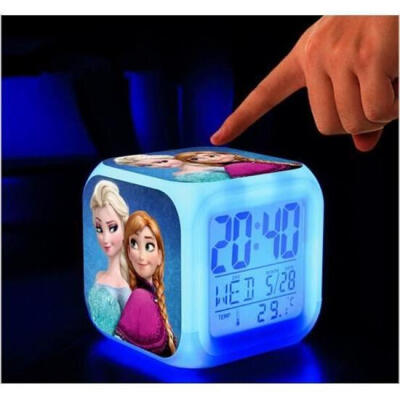 

NEW Alarm Clock Led Light 7 Color Change Lcd Display Watch Masa Saati Vintage Table Plastic Digital Thermometer