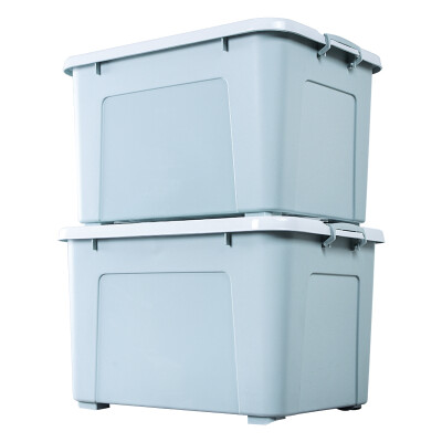 

Baicaoyuan plastic storage box storage box cargo sundries storage box tote box large belt pulley 90L 2 packs blue gray