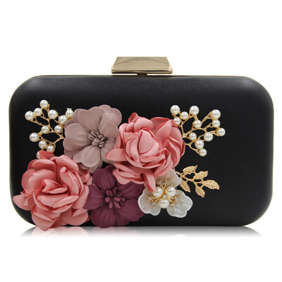

Milisente Women Flower Wedding Party Clutch Purse Ladies Evening Bag Royal Blue Day Clutches With Pearl Chain