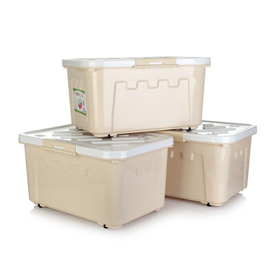 

Ai Lai AILYA storage box plastic storage box large flip cover storage box quilt clothes toy storage box 50L 3 loaded macarons coffee color Z1358