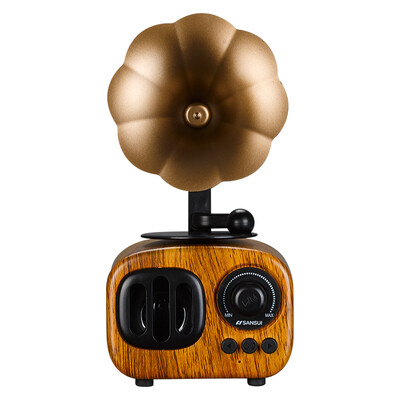 

Landscape SANSUI T31 Bluetooth Speaker Mini Stereo Portable Wireless Speaker Retro Phone Card Small Sound Light Wood grain