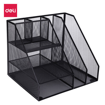 

Deli deli metal mesh office file box file rack multi-function data rack storage ornaments black 79075
