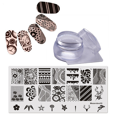 

Nail Stamping Plates Lace Grid Animal Pattern Nail Art Template Image Plate Clear Jelly 35cm Silicone Stamper Scraper Set