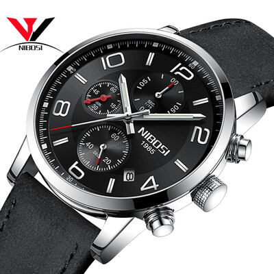 

NIBOSI Quartz Watch Men Sports Men Watch Fashion Top Brand Luxury Waterproof Watches Leather Steel Strap Male Clock Quartz Movemet
