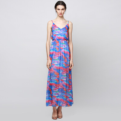 

CANIS@New Women Sexy Summer Boho V-neck Dress Evening Party Long Maxi Beach Dress