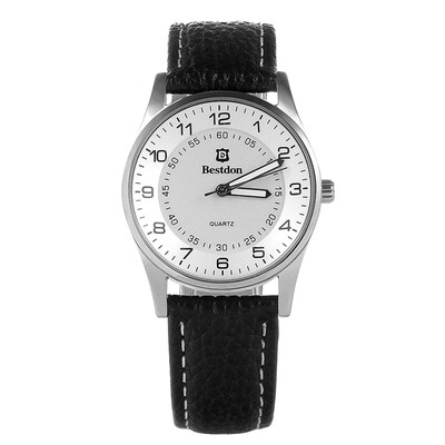 

BESTDON 98106L White Dial Black Genuine Leather Quartz Waterproof Watch with Luminous Pointer Women