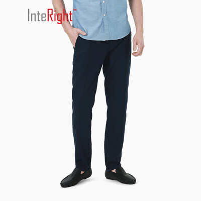 

INTERIGHT casual pants male lyocell slim straight casual trousers navy blue 36 yards