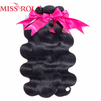 

Miss Rola Hair Pre-colored Brazilian Non-Remy Hair Body Wave 3 Bundles Human Hair with Closure 1b Nature Black Free Shipping