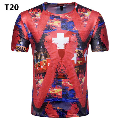 

Summer New Mens T-Shirt WorldCup Printed Football T-shirt Casual Commemorative T-shirt Sports Running Fitness Exercise