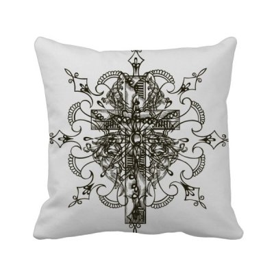 

Religion Christianity Church Black Flower Square Throw Pillow Insert Cushion Cover Home Sofa Decor Gift