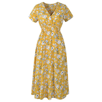 

Try Everything For Women Chiffon Dress Summer Black Short Sleeve Casual Dress 2018 Floral Print V Neck Draped Midi Womens Dress