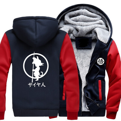 

USA SIZE 2018 Winter New Brand Fashion Dragon Ball Anime Son Goku Cosplay Hoodies Tops Thicken Zip up Casual Coats Plus size fas
