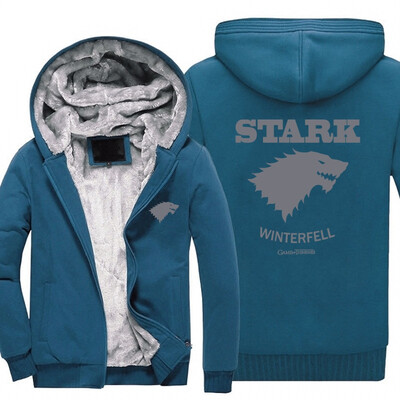 

2018 New USA size Wolf Game of Thrones Direwolf Ghost House of Stark Winter is Coming Jacket Sweatshirts Thicken Hoodie Zipper Coa