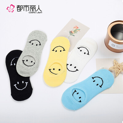 

Urban beauty invisible socks female cotton cute ladies anti-off Korean version of thin section shallow mouth invisible socks breathable wicking comfortable cotton socks 5 pairs 2C8124 black yellow white gray blue Free
