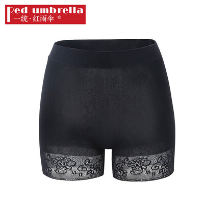 

Uniform · red umbrella safety pants female lace anti-lighting female rose satin seamless three points insurance pants shorts 2 loaded black one size