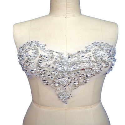 

Pure hand made dazzling silver sew on Rhinestones applique crystals trim patches 3021cm dress accessory for belt