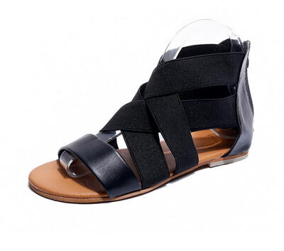 

UniqueFashion Women Summer Fashion Elastic Ankle Strap Open -Toe Flat Sandals Shoes