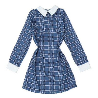 

Lovaru ™new fashion women's dress plaid dresses casual style dress Long sleeve lapel mini checked dress