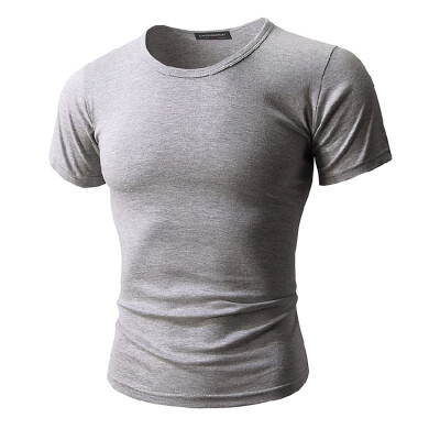 

2018 Summer Mens Round Neck Loose Short Sleeve Korean Cotton Slim T-Shirt Sports Gentleman Top