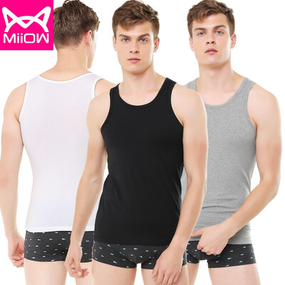 

Cat man miiow vest mens vest summer sports comfortable jacket half sleeve Slim sleeveless shirt T-shirt thin three-piece MOT815101 black black white L