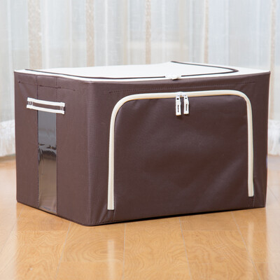 

Oxford cloth storage box foldable quilt clothes toy storage box high-end boutique series large 100 liters coffee color