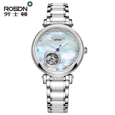 

ROSDN Women Watches Top Brand Luxury Automatic Mechanical Watch Lady Casual Fashion ceramics Strap Skeleton Wrist Watch