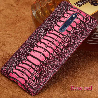 

Genuine Leather Phone Case For Nokia 6 8 Case Ostrich Foot Texture Back Cover