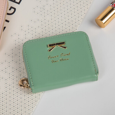 

Korean fresh&simple bow ladies coin purse bag zipper mini women wallet card package short paragraph