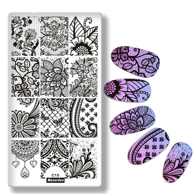 

Lace Vine Net Style Nail Art Stamp Plate Nail Art Template Manicure Flower Leaf Moon Nail Stamping Image Plate for Stamping Tool
