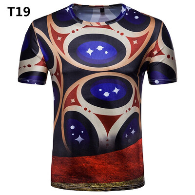 

Summer New Mens T-Shirt WorldCup Printed Football T-shirt Casual Commemorative T-shirt Sports Running Fitness Exercise