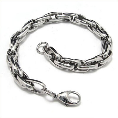 

Hpolw Mens silver Stainless Steel Cowboy chain Link Pop jewelry punk style Lobster Clasps Bracelet - Silver - 88 Inch