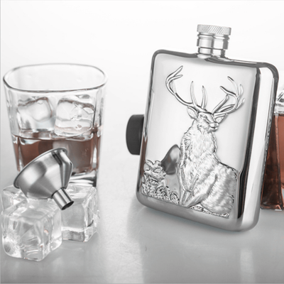 

Qian Xu Russian портативный кувшин Whisky Jug Jug Jug нержавеющая сталь подлинные наружные портативные 6 унций ручной бутик вина в