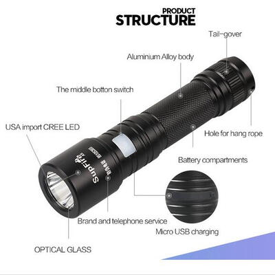 

Shenhuo supfire A5 light flashlight portable mini small usb rechargeable LED lights self-defense long-range