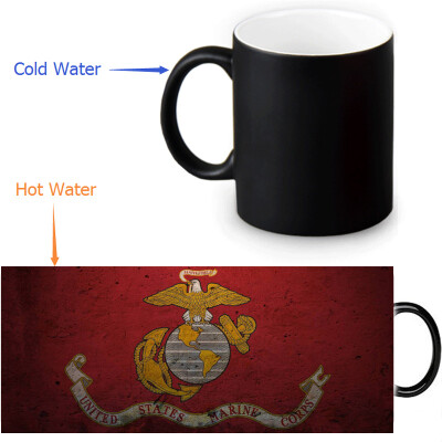 

USMC 350ml12oz Heat Reveal Mug Color Change Coffee Cup Sensitive Morphing Mugs Magic Mug Milk Tea Cups