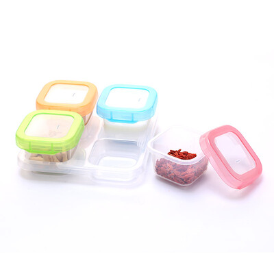 

Sakura Shu Enssu soft bottom baby food box baby food supplement snack fresh frozen box children cutlery sealed box portable storage milk powder box ES3002 120ml four loaded