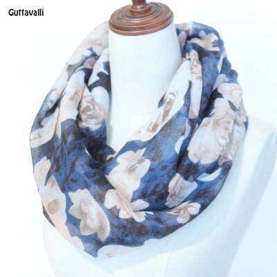 

Guttavalli Women Rose Flowers Print Кольцо шаль Vintage Мягкая петля Шарф Зимняя цветочная Chevron Charm Stripes Infinity Scarves