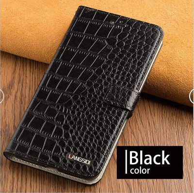 

Genuine Leather flip Case For iPhone 6 7 8 Plus X Crocodile Flat Texture Leather buckle phone cover