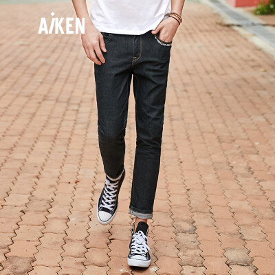 

Aiken Aiken Senma brand mens printed denim trousers AK218201308 black 33