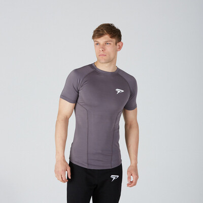 

men Muscle brothers fitness compression quick dry clothes T-shirt gyms stretch short-sleeved round neck body building tight tee