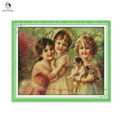 

Three little angels home decor chinese counted printed canvas cross stitch pattern diy kits DMC14ct 11ct embroidery needlework set