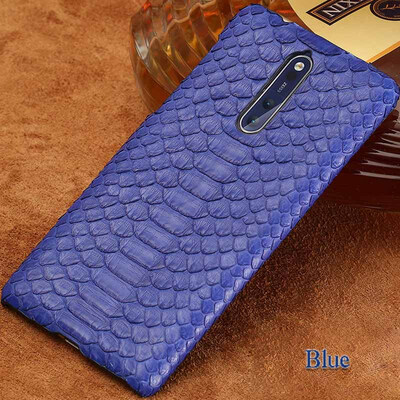 

Genuine Leather Phone Case For Nokia 6 8 Case Natural Python Skin All handmade Back Cover